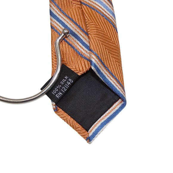 Title: Michael Kors 100% Silk Orange Stripe Tie Men’s Classic 3.5” - Picture 6 of 7